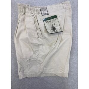 Farah Royal Palm Mens Khaki Pleated Side Elastic Cotton Shorts Size 40 NWT